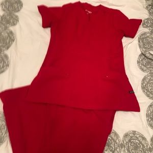 Red jockey scrub set size small top and bottom